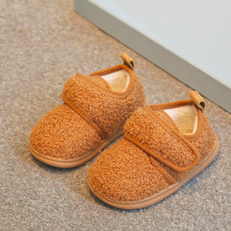BEUTE DUCK冬季加绒宝宝家居鞋防滑棉拖鞋包根毛毛鞋室内地板软底
