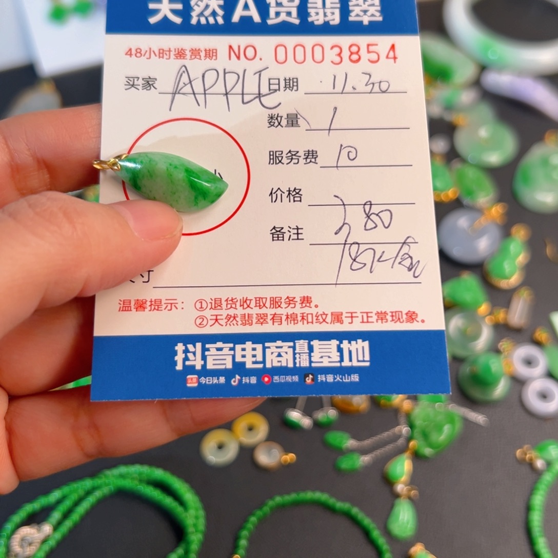 A***E翡翠18K金镶嵌颈饰随形