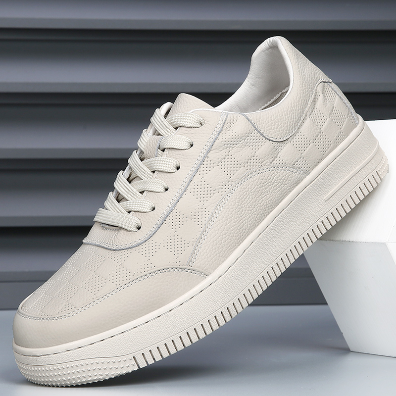 头层牛皮2025新款空军头层牛皮软底透气真皮高端潮流板鞋手工鞋男