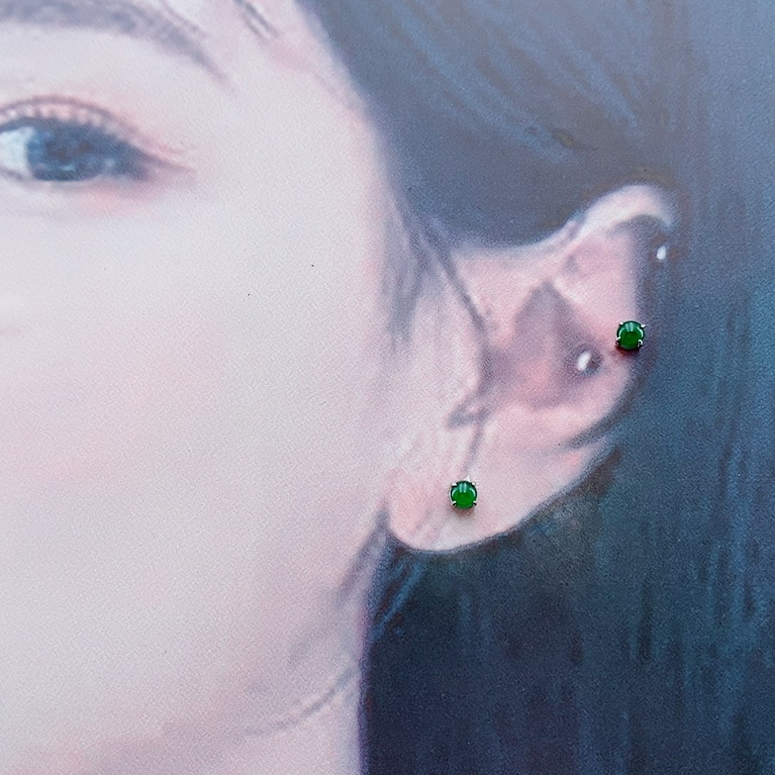 和田玉银S925镶嵌耳饰