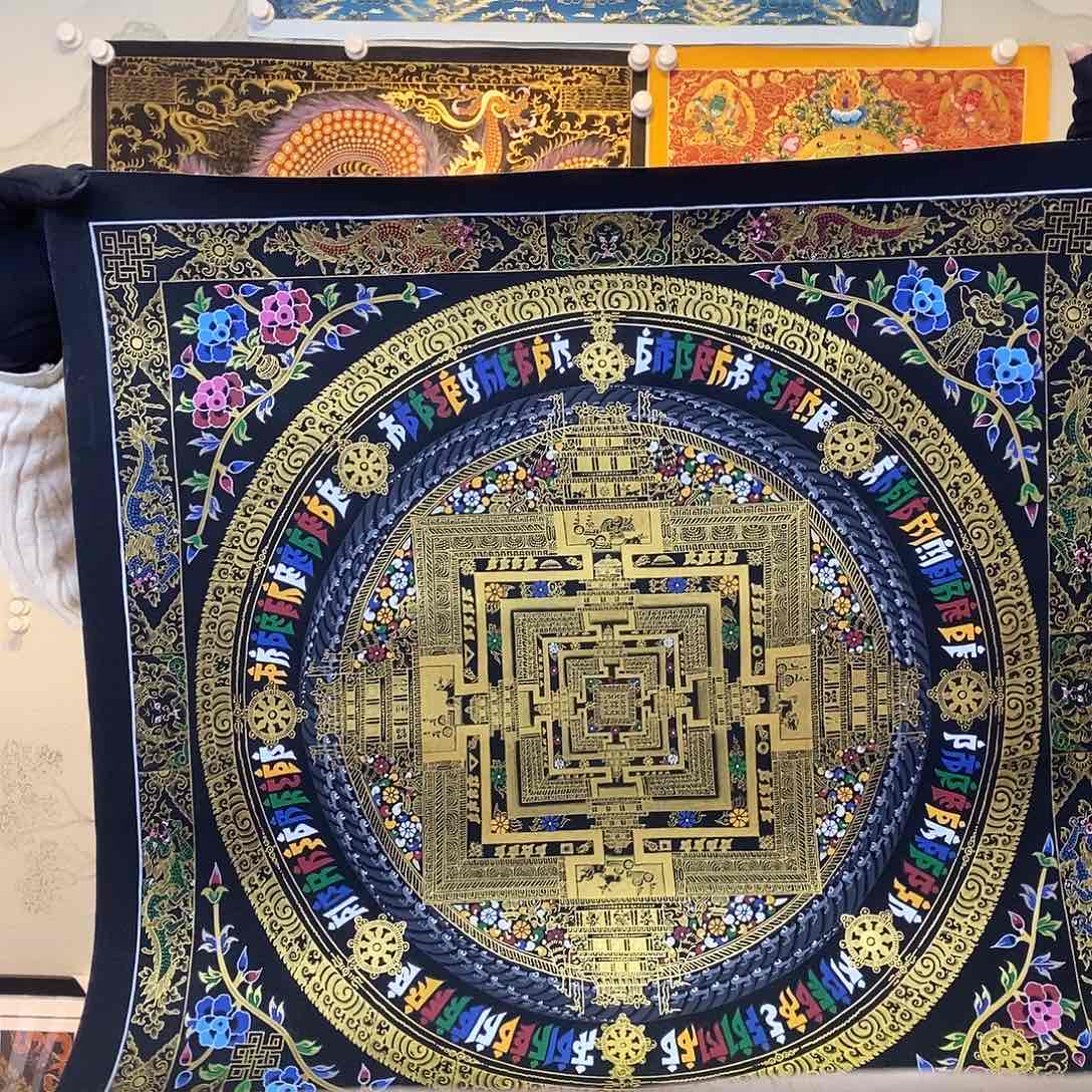 卷轴画纯手绘坛城唐卡50厘米左右