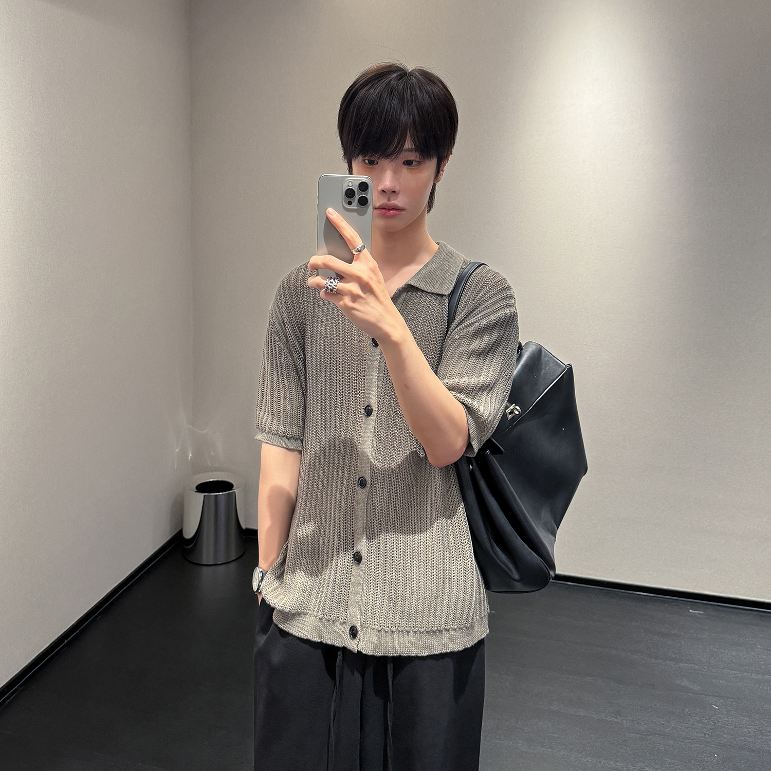 高林凡 韩系高级感气质薄款针织开衫老钱风舒适松弛感镂空短袖