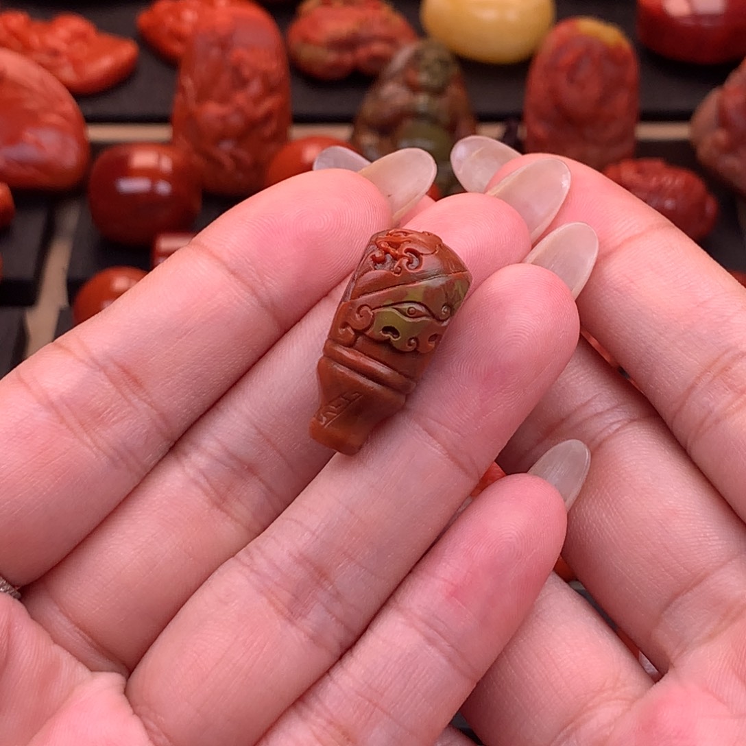 南红玛瑙未镶嵌原矿包浆仿古龙三通12.2mm
