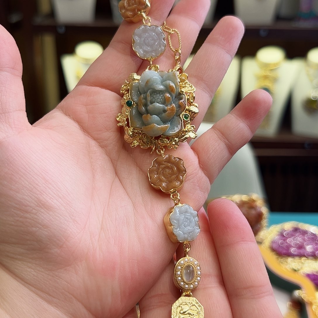 翡翠手链银S925镶嵌古风