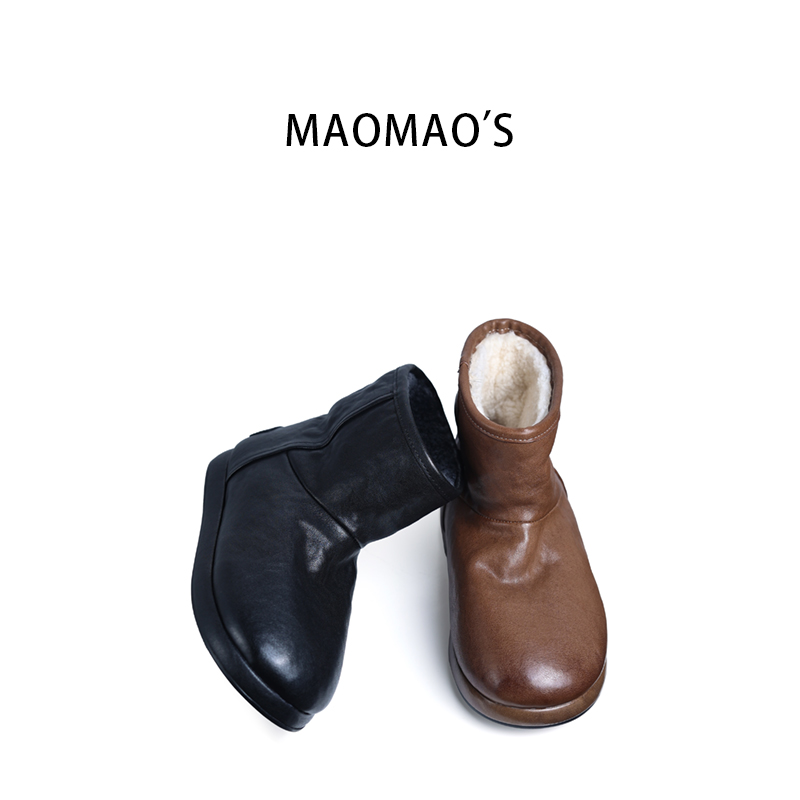 头层马皮雪地靴防滑好打理保暖加厚棉短靴女鞋LX51132