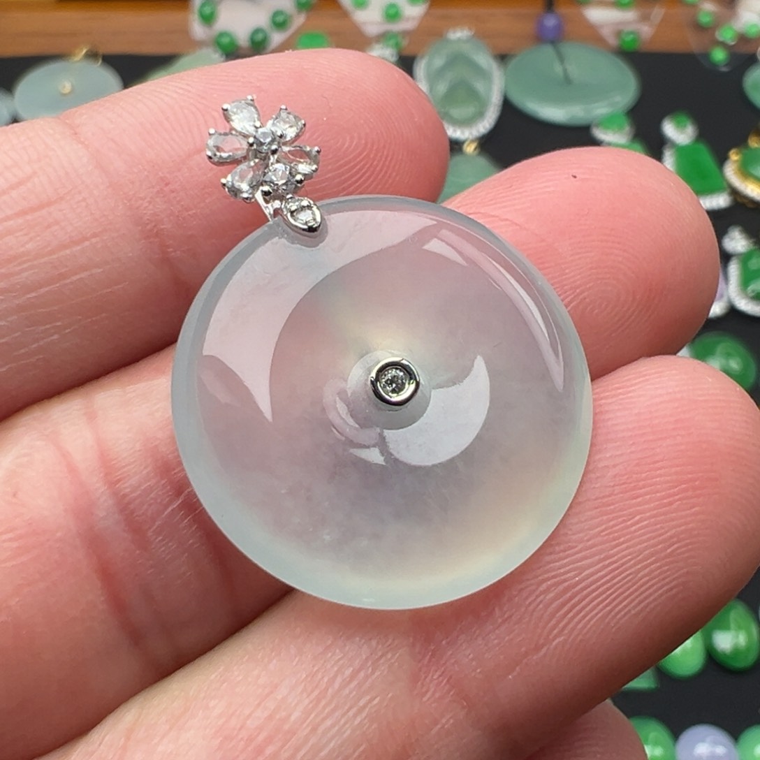 翡翠颈饰18K金镶嵌扣子21.8