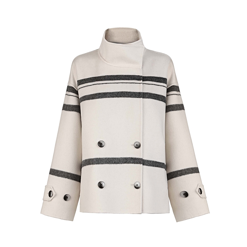 圣迪奥25年冬季新款常规立领直下摆毛呢外套S25482604