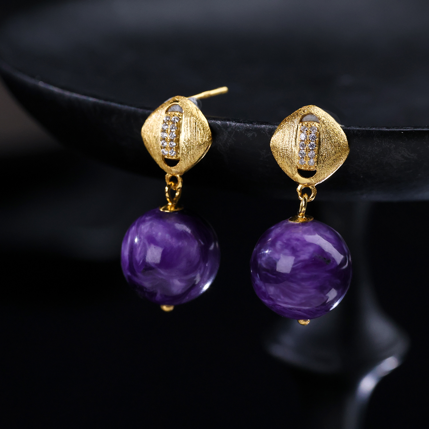 【思嘉】霓紫 · 紫龙晶星霓耳钉12mm | 多样性发一 AA0425