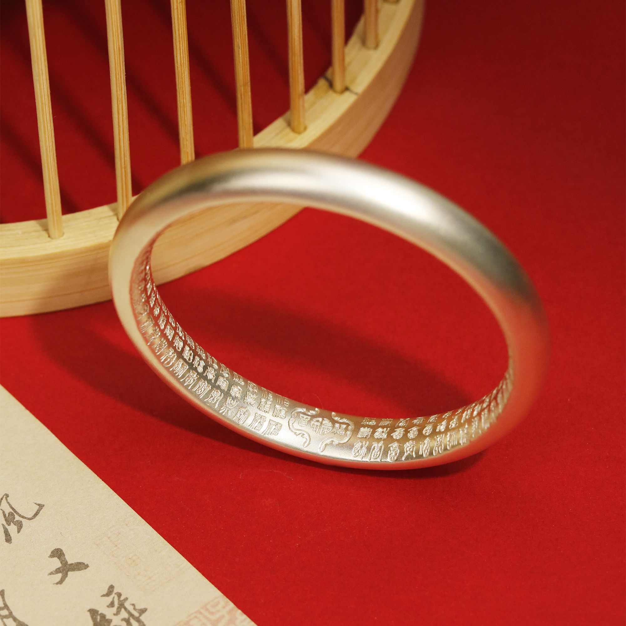 浮笙梦 足银手镯 足银999古法轮胎镯经典传承素圈闭口银手镯男女