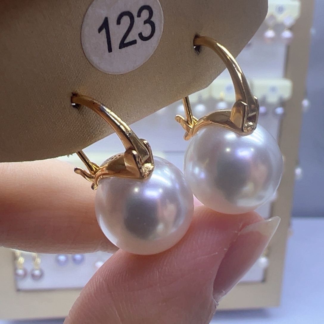 银S925镶嵌淡水珍珠耳饰