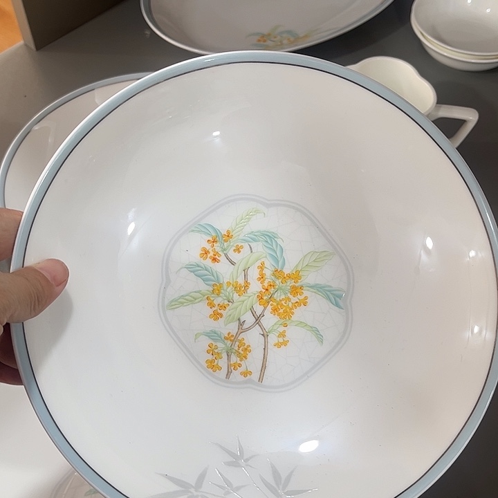 瓷片微瑕骨瓷盘两只装桂花