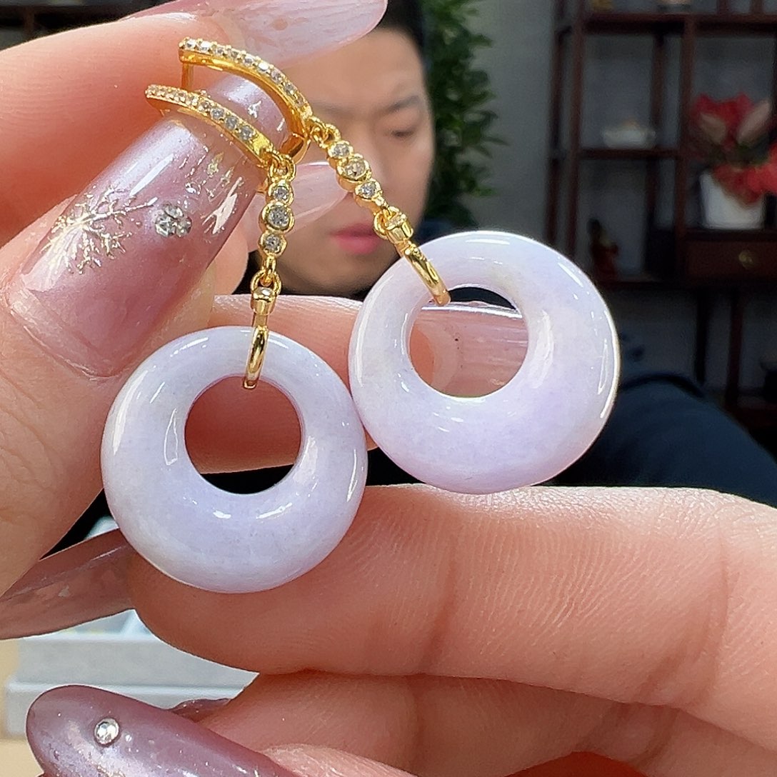 翡翠耳饰银S925镶嵌耳环1