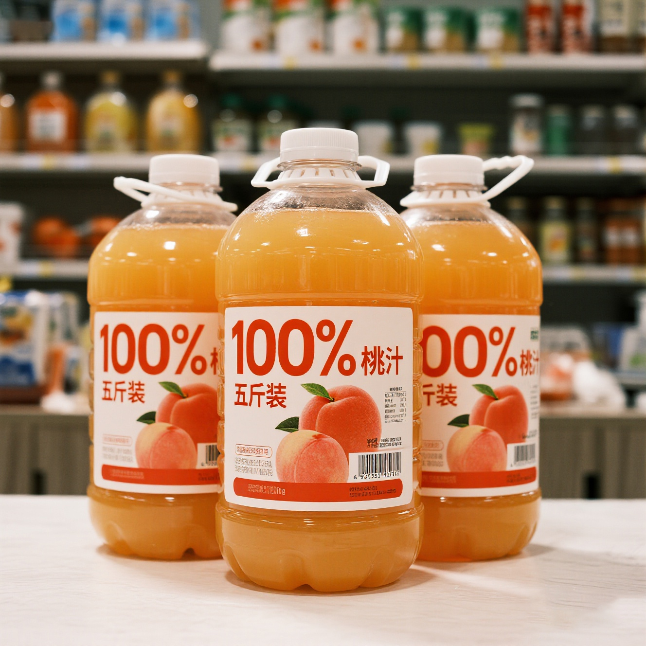 【五斤装】100%NFC桃子汁839ML桃汁饮品商超大桶果汁清爽健康食品