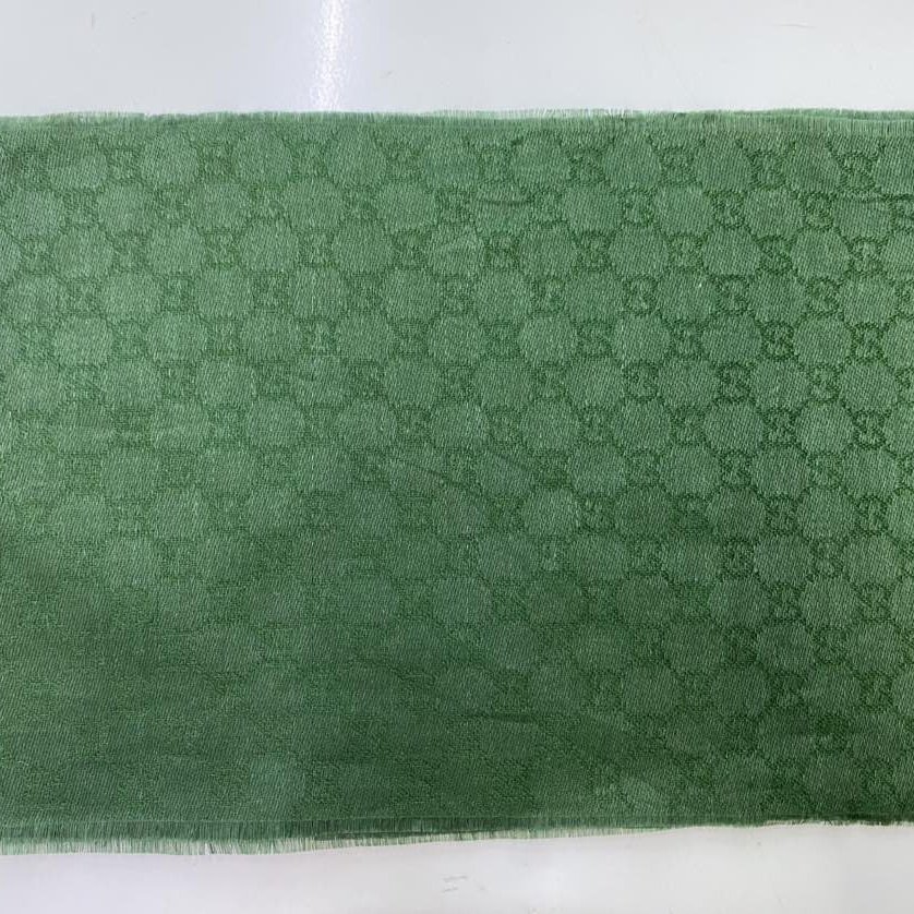 99新 GUCCI/古驰 411719 双G老花围巾 20*160 绿色P241772298