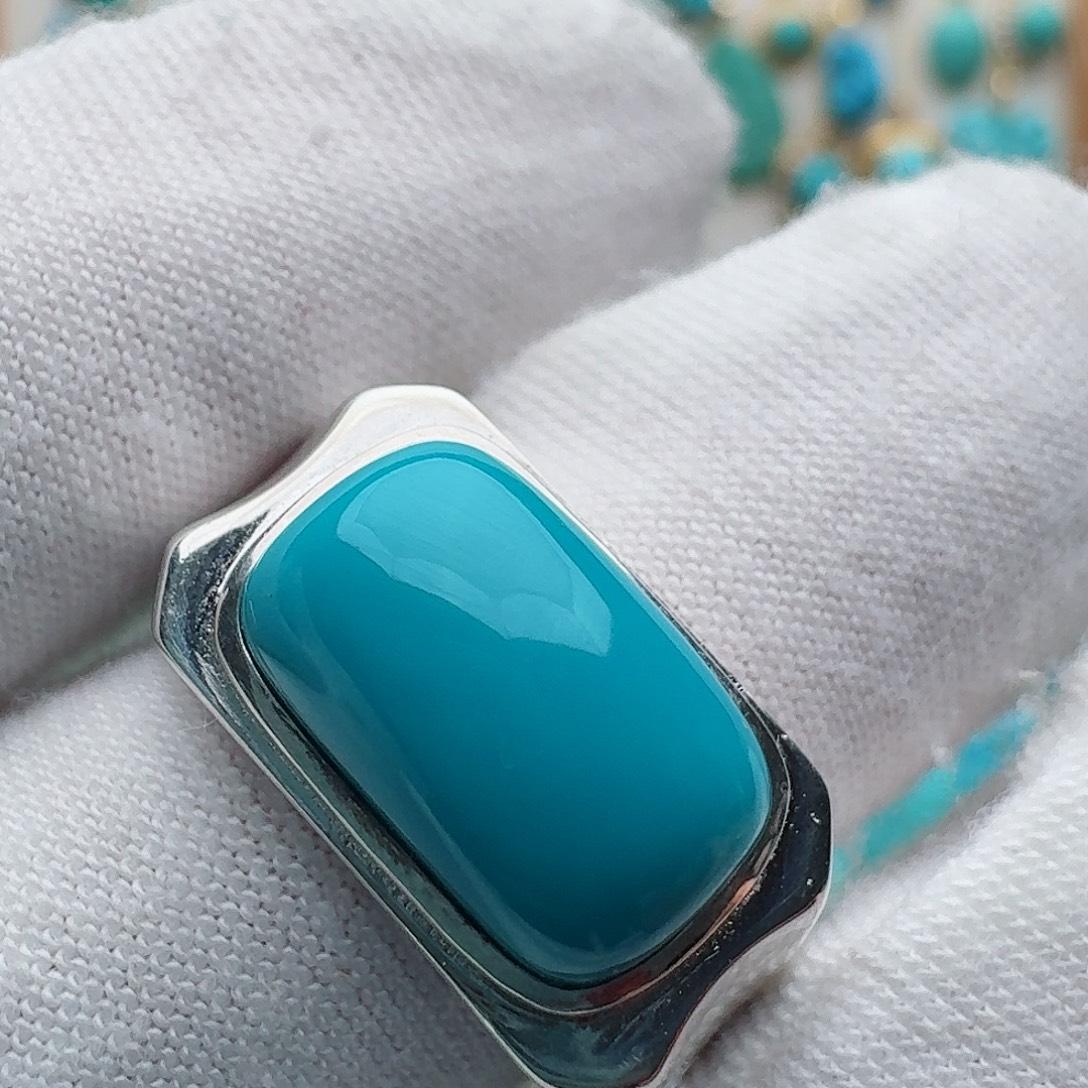 绿松石银S925镶嵌戒指