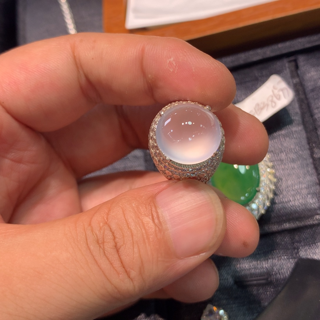 翡翠戒指未镶嵌双利天然缅甸翡翠戒指