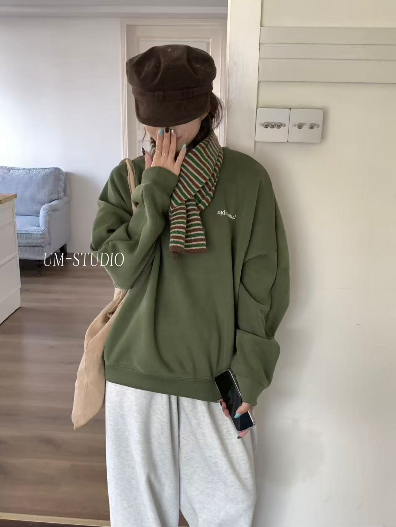 UM#619329#圆领长袖加绒卫衣 FL