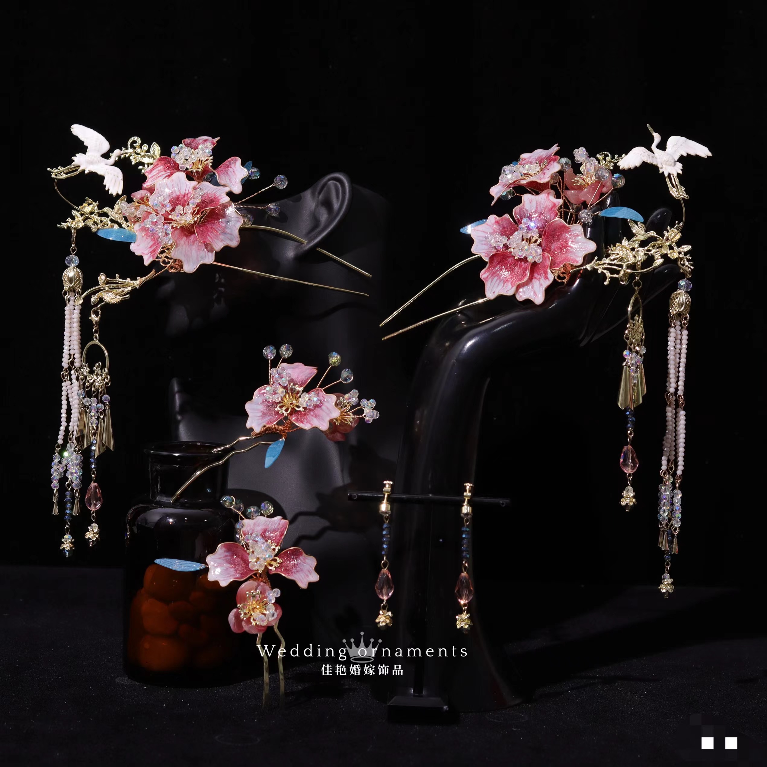 9135新款浅粉色系头饰大气简约新娘秀禾