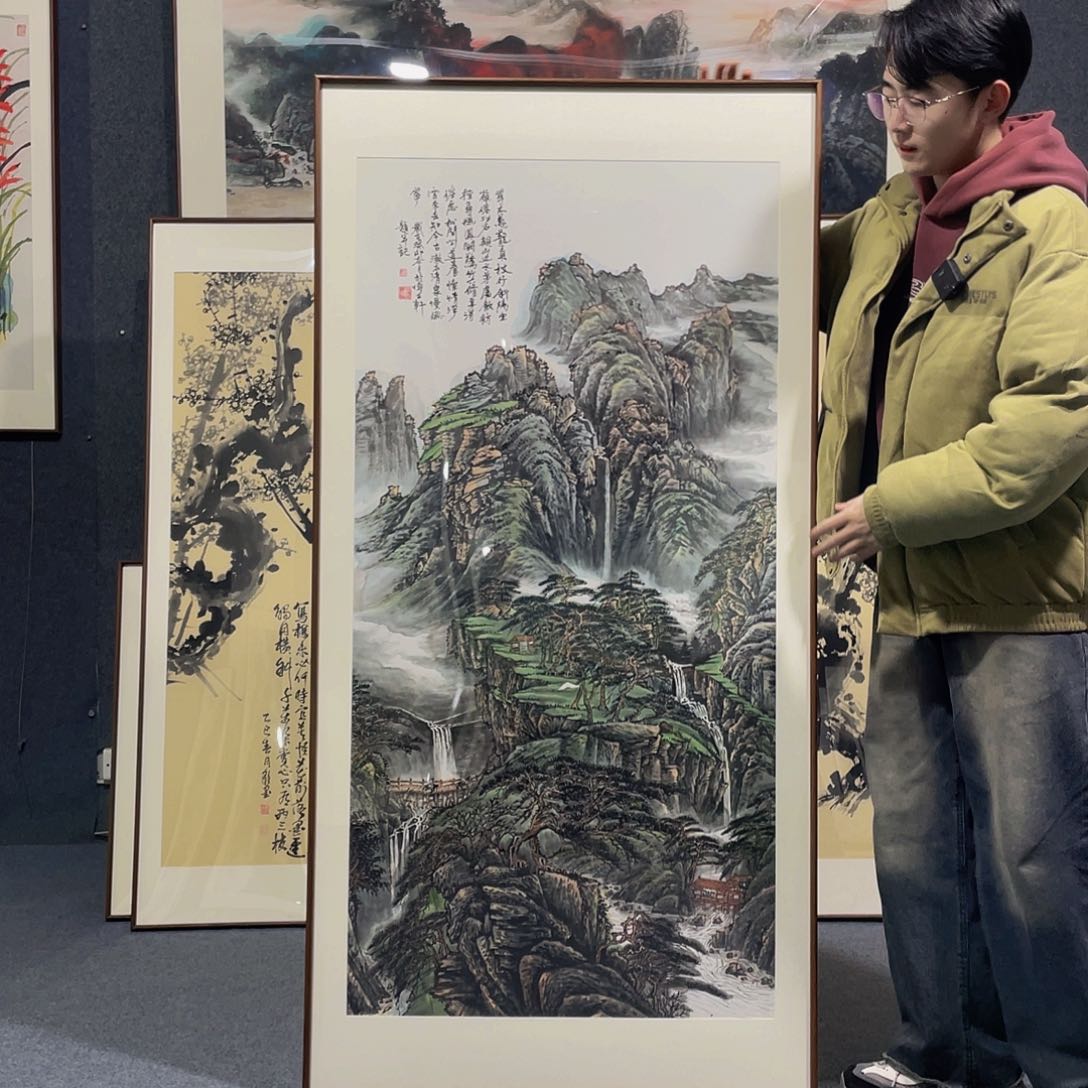 国画手绘作品带框