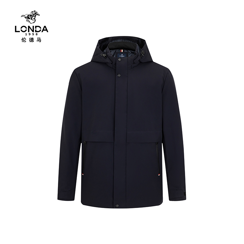 【LONDA伦德马】25冬纯色防风冬季休闲商务加厚男士连帽羽绒服2901