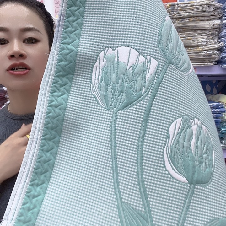 棉绿色郁金香纯棉