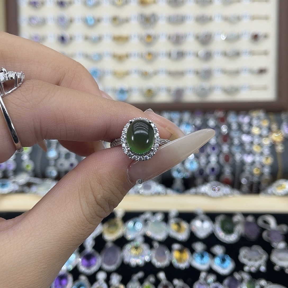 小***ෆ岫玉银S925镶嵌戒指