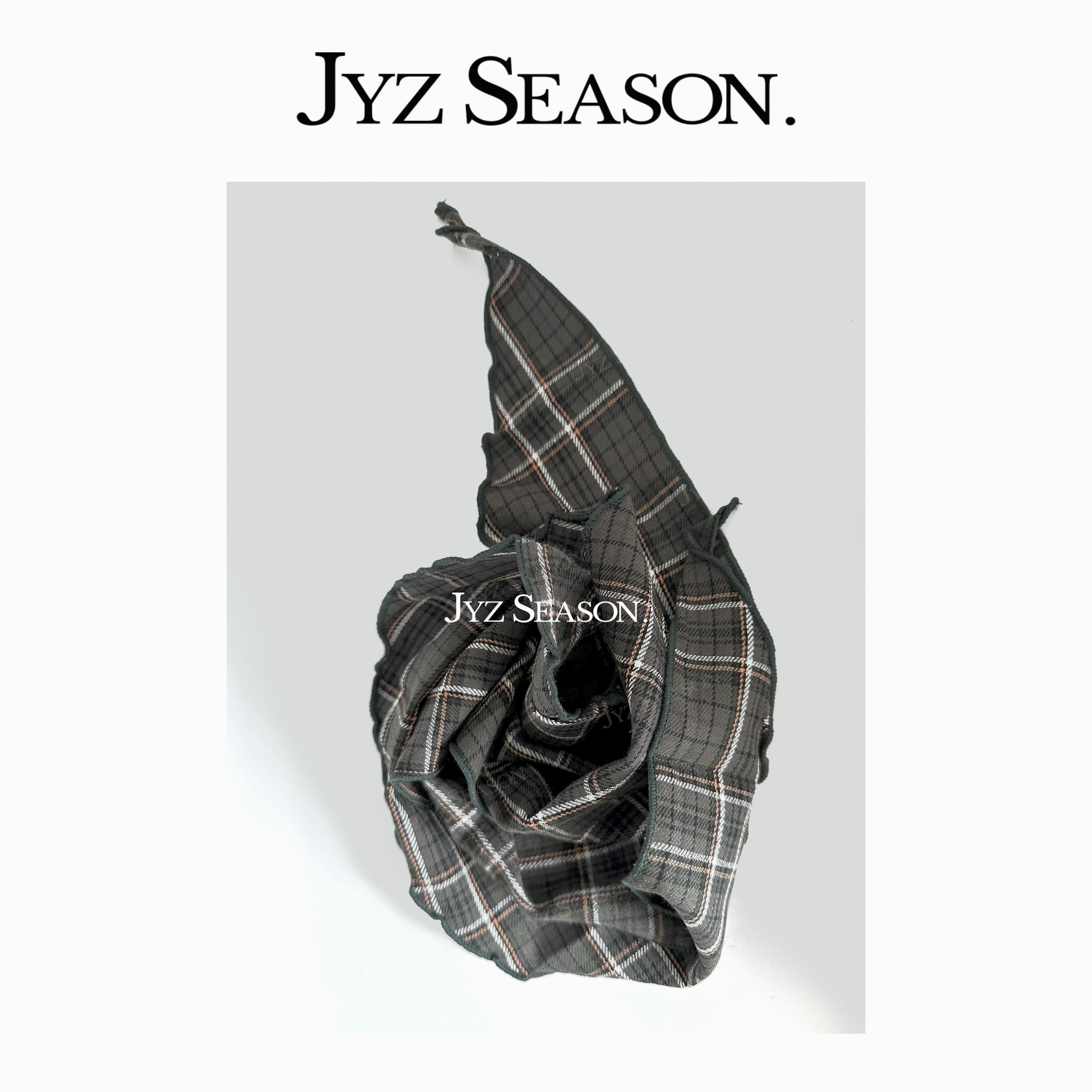 JYZSEASON. 丝巾装饰简约休闲法式女格子韩版百搭格纹简约