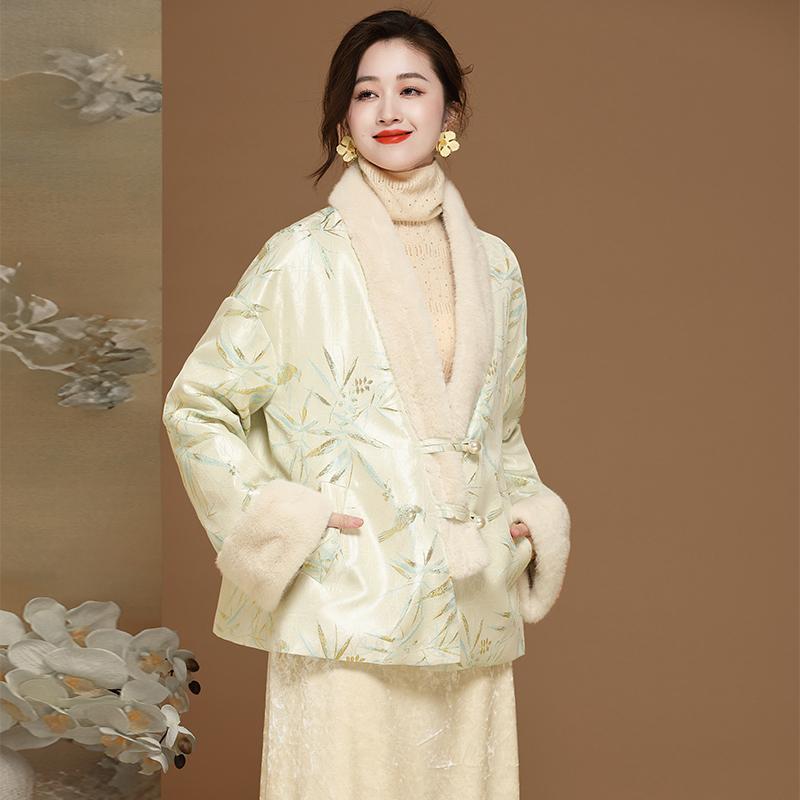 新中式国风羽绒服女2024冬季新款中国风提花长袖百搭款