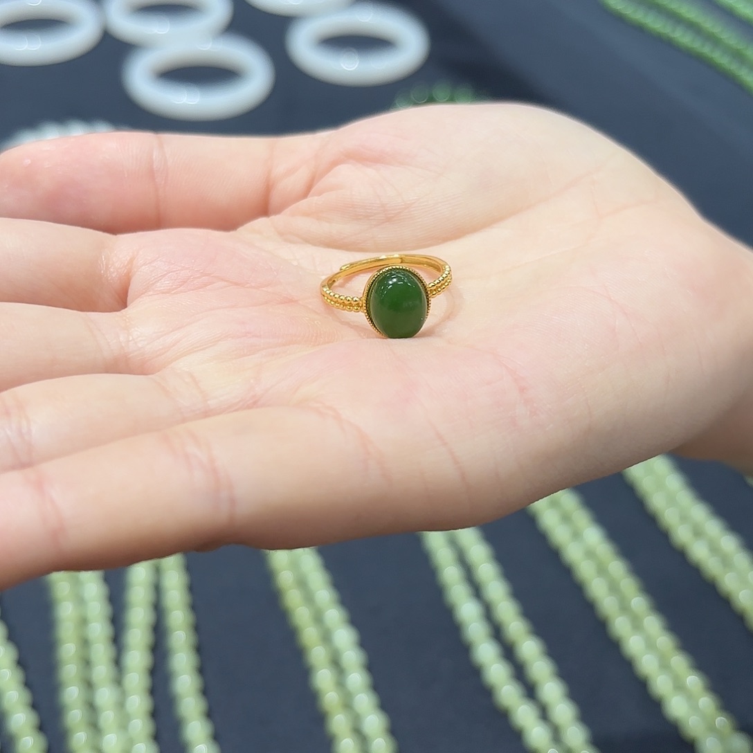 和田玉戒指银S925镶嵌