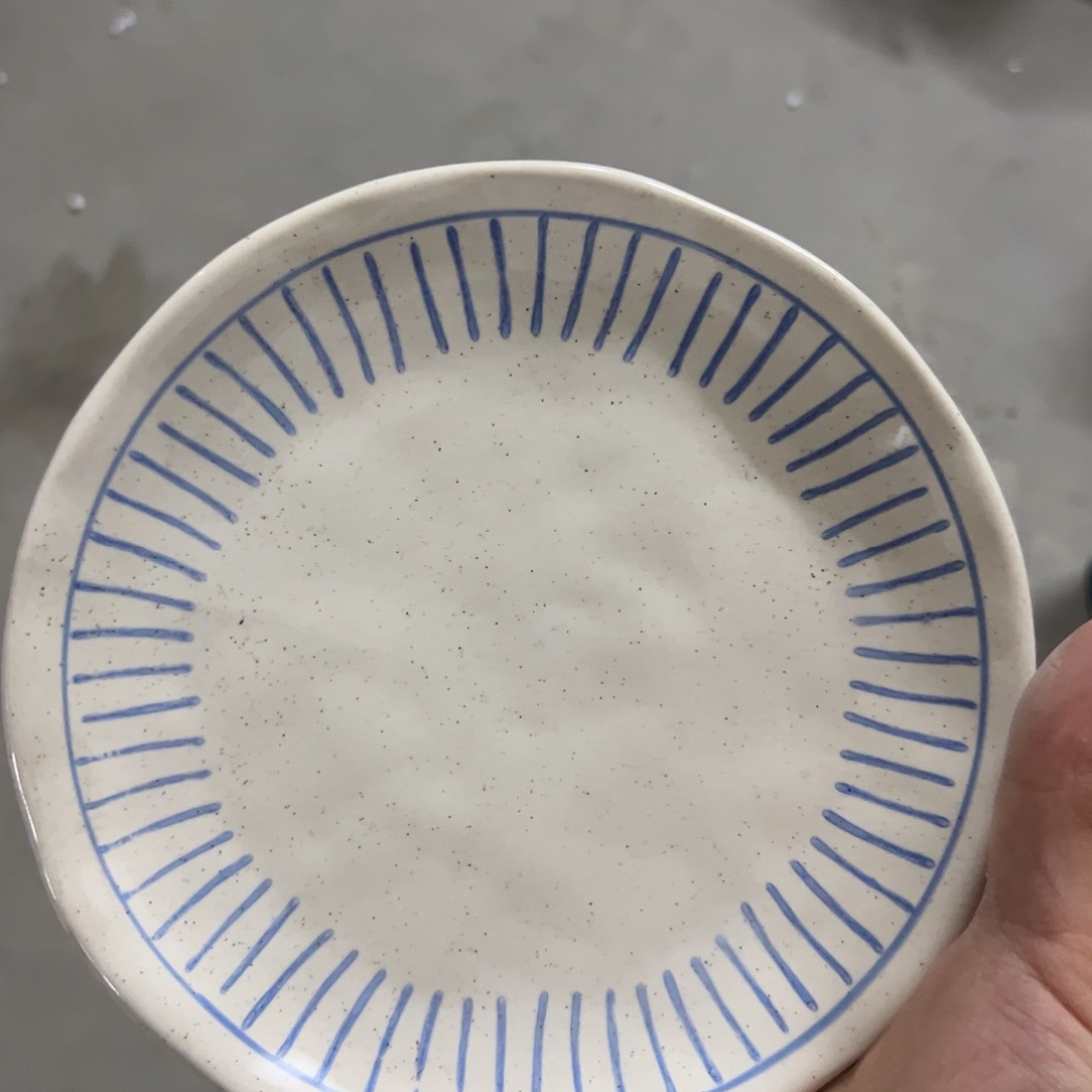 搪瓷微瑕苹果条纹骨碟一个