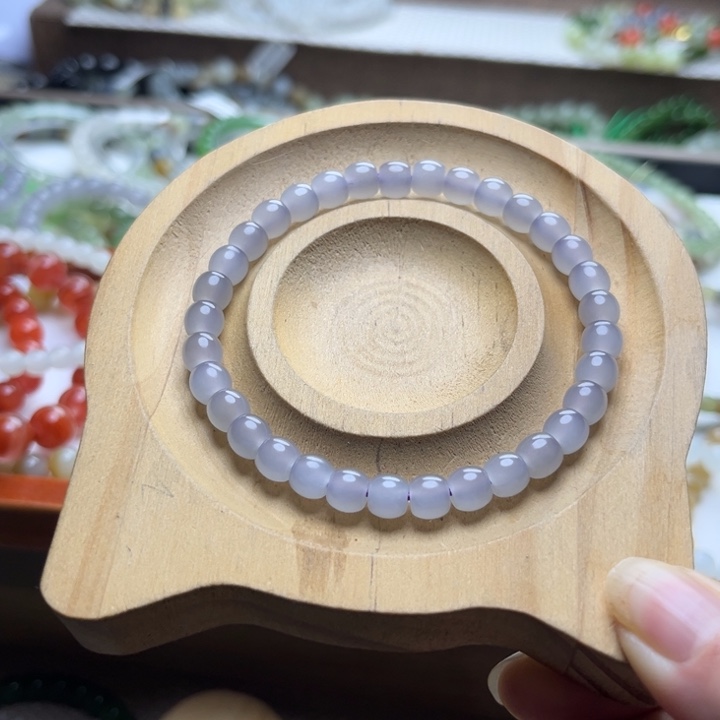 和田玉未镶嵌手链6mm高冰仙紫直切