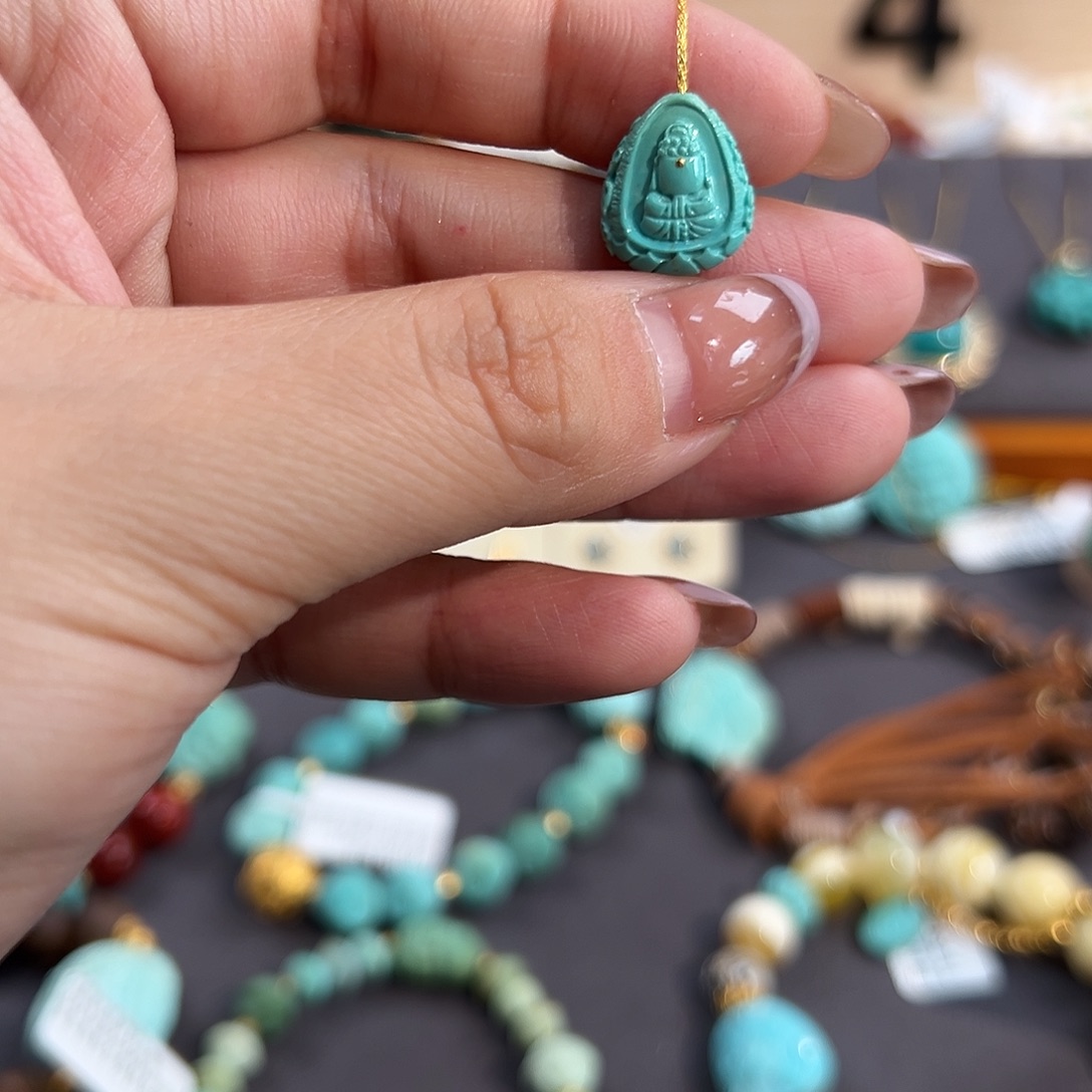 绿松石未镶嵌把件无相佛配饰