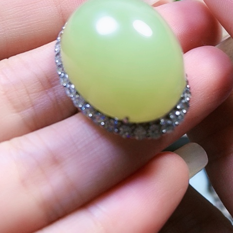 和田玉戒指银S925镶嵌