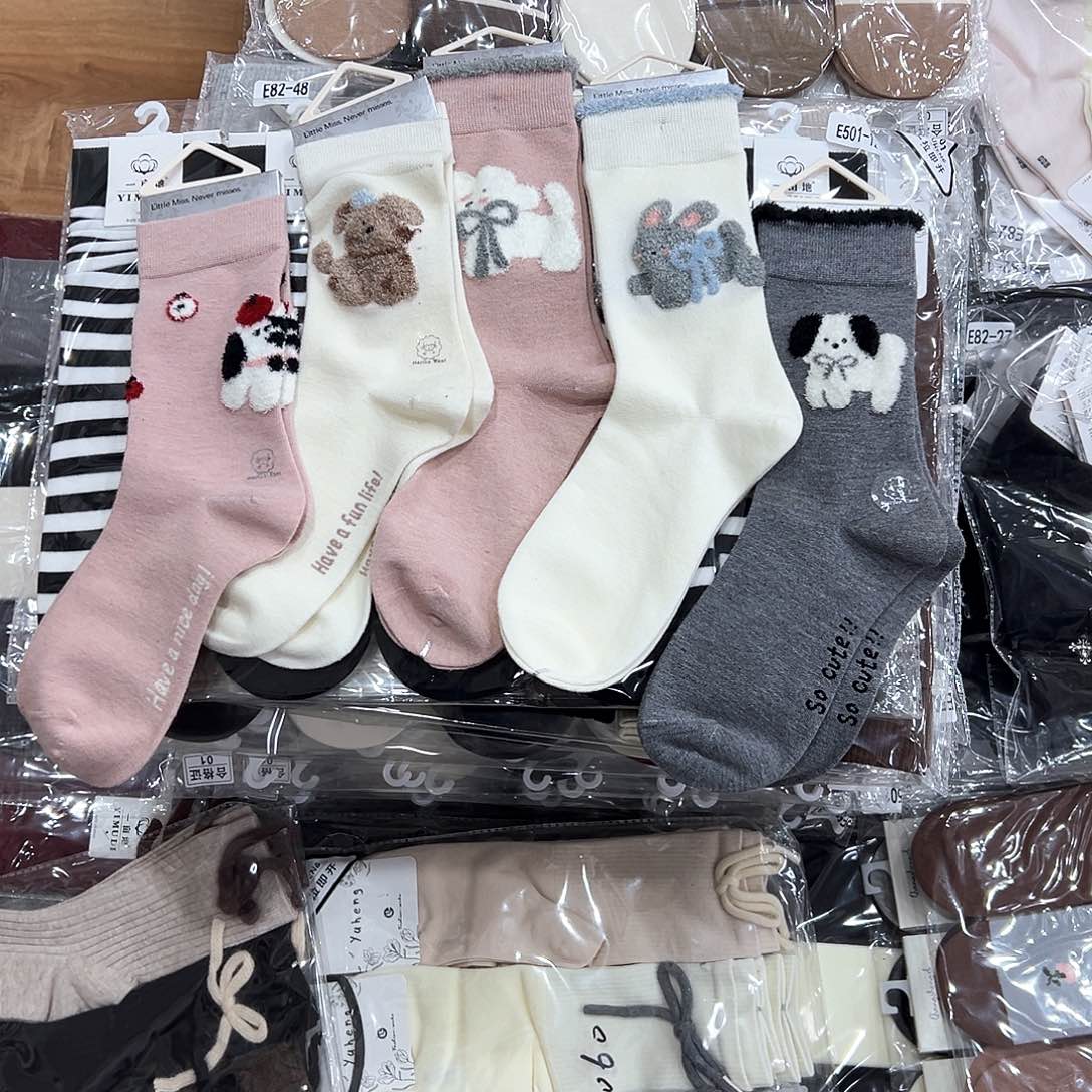 长绒棉高端女士袜五双混搭