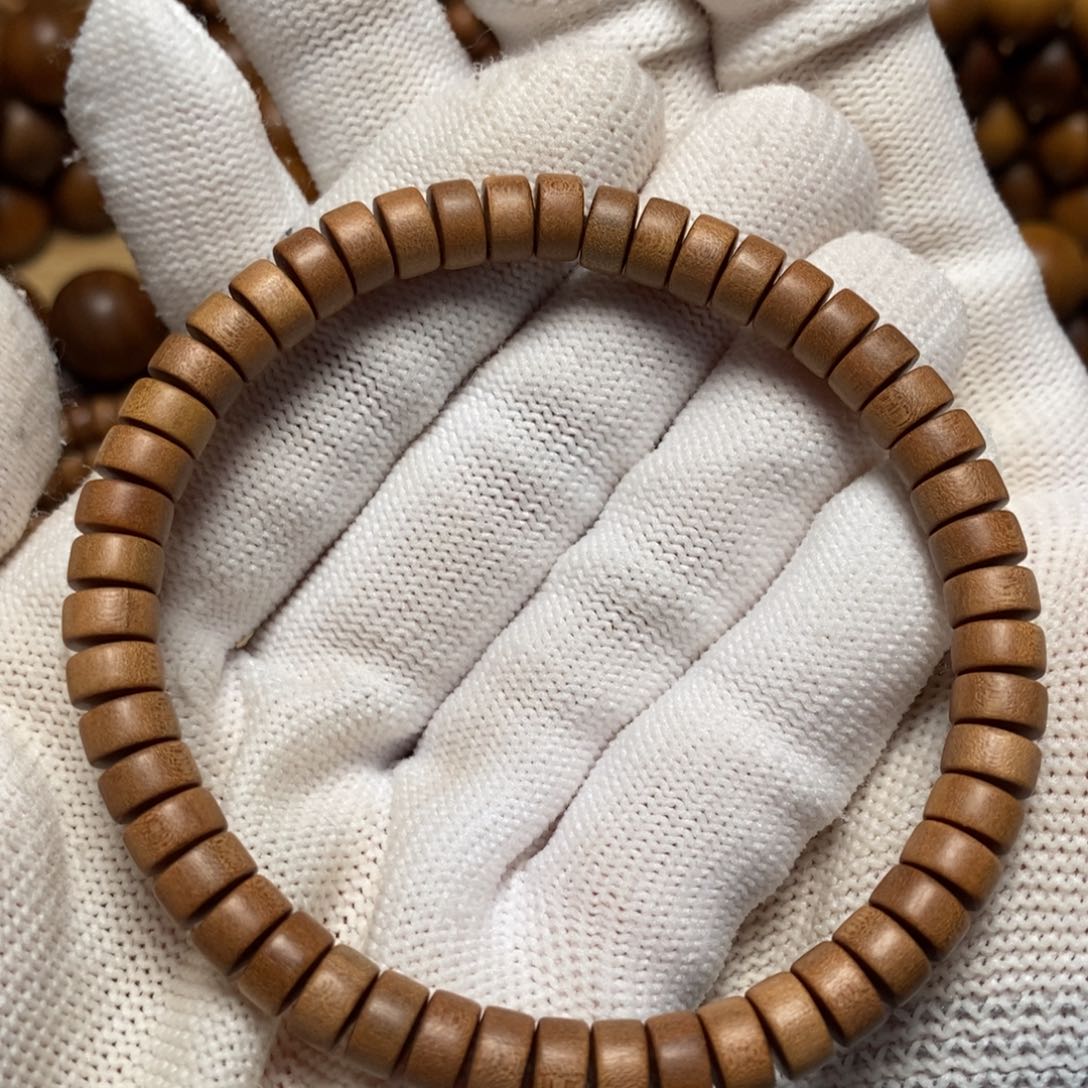 檀香木其他4*7 药片珠老山檀香顺纹