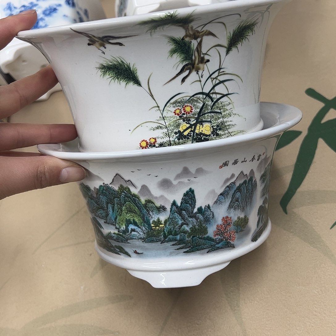 紫砂花盆824号瑕疵2个口不正处理介意勿拍