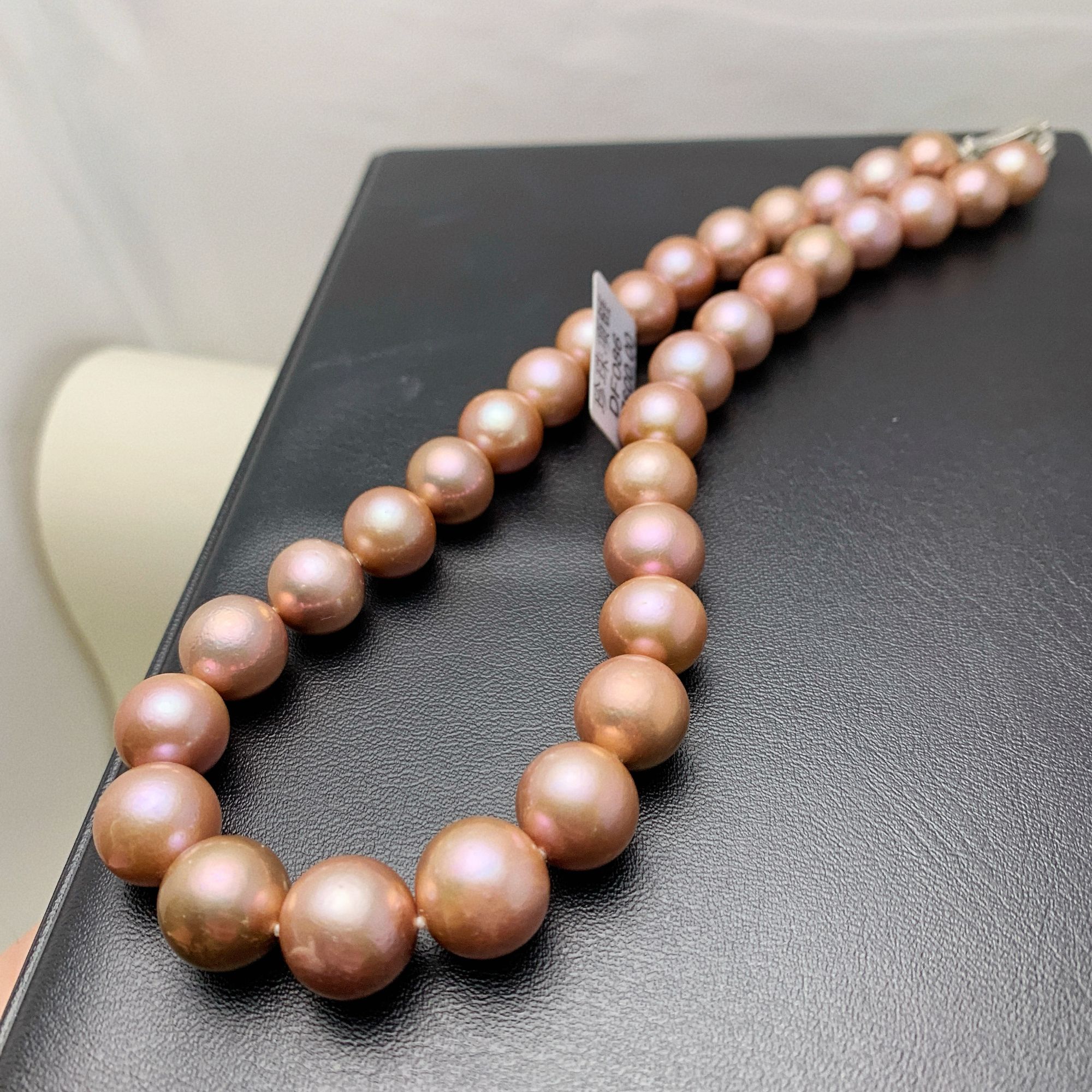 天然香槟紫色大颗珍珠12 - 14正圆紫色珍珠项链气质时尚简约DF086