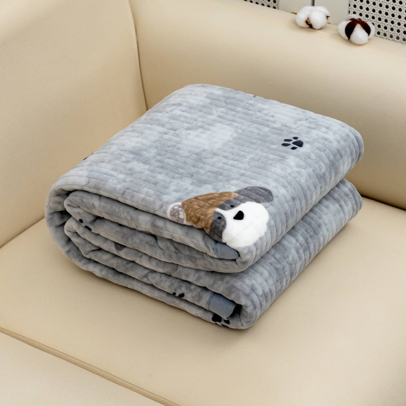 【京かわ会社】绒毯200*230灰狗狗