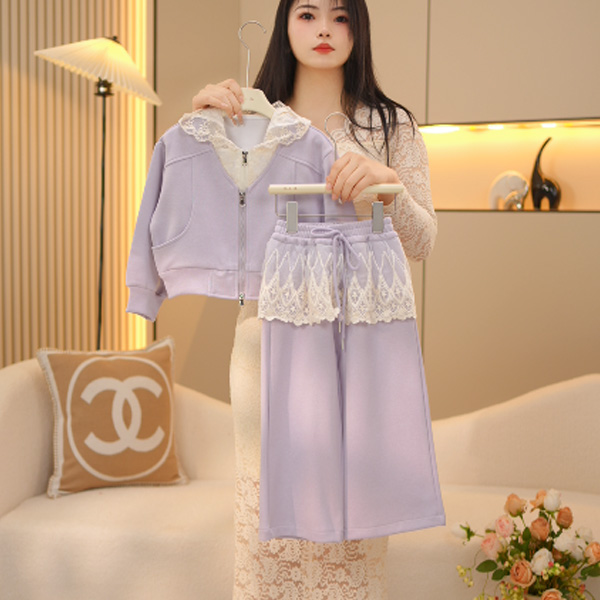 【米米可】女童外套裤子套装春装中大童气质上衣运动裤2025新款