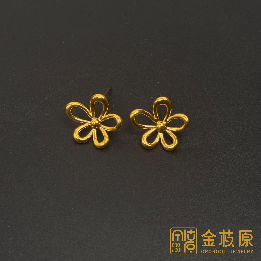金枝原足金999 格桑花耳钉