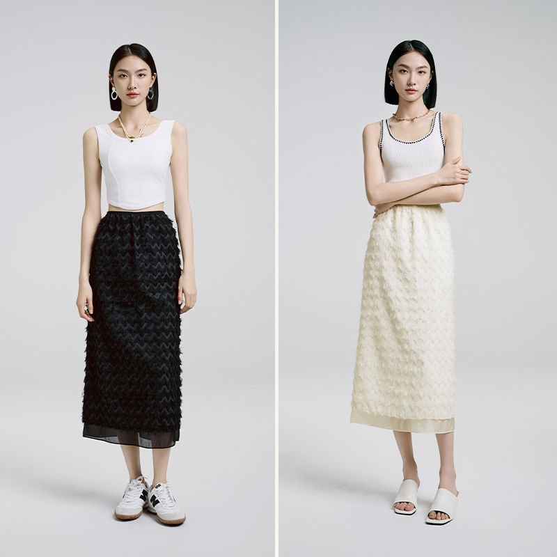 春季新款设计感直筒半裙纯色简约通勤百搭ESCQ3A010