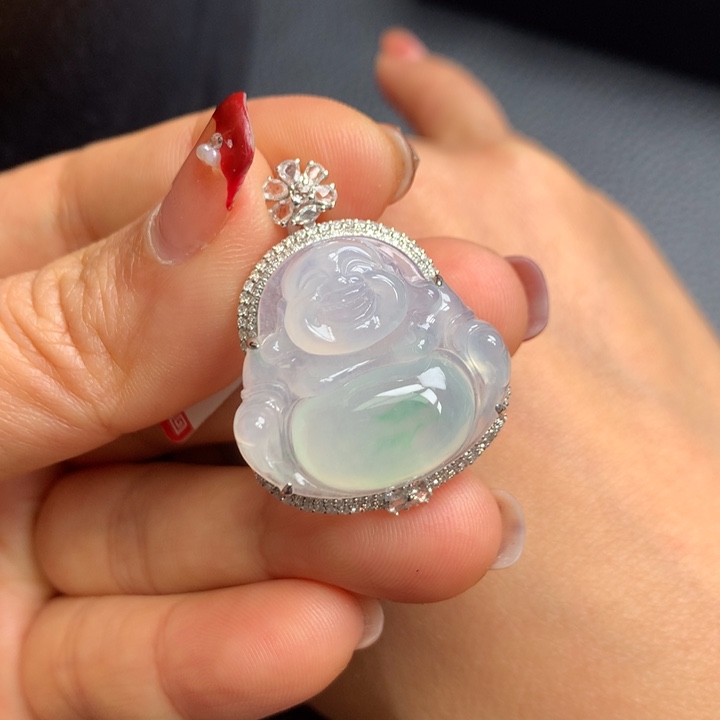 翡翠吊坠(不含链)18K金镶嵌