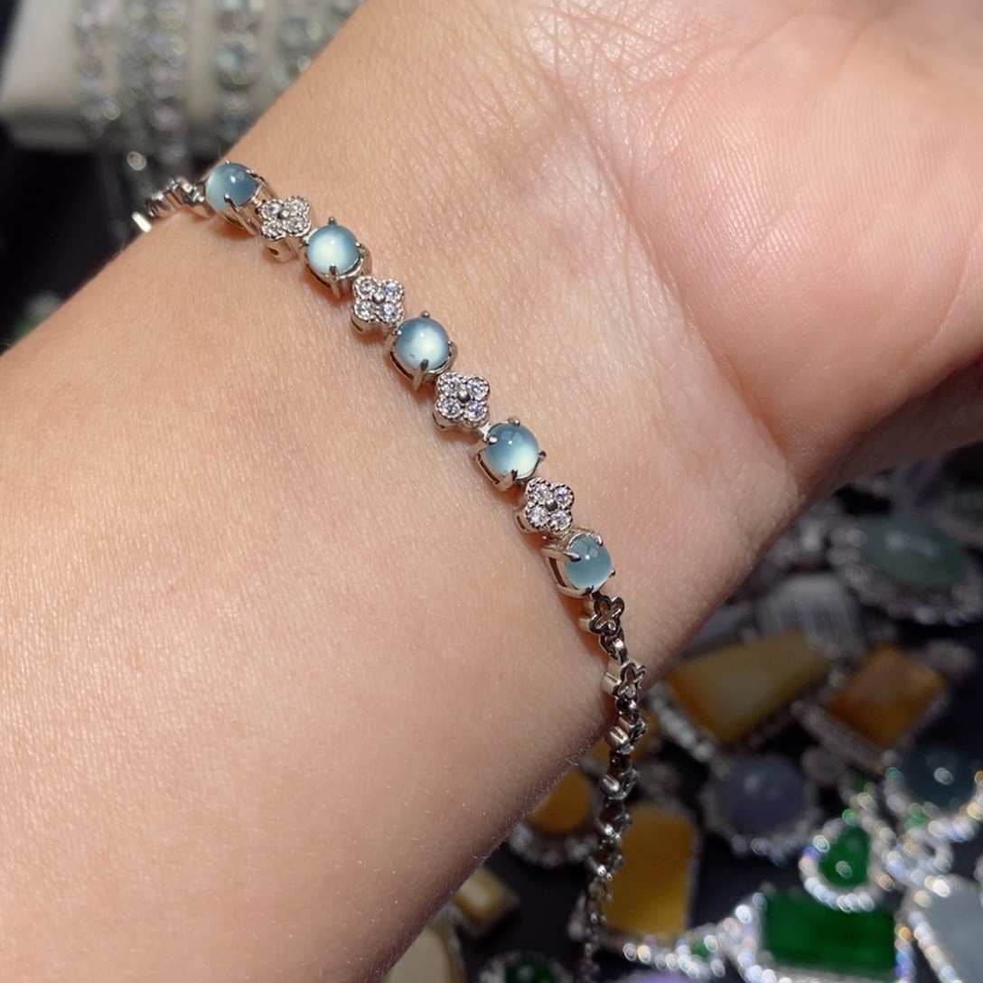 翡翠手链银S925镶嵌jju ii