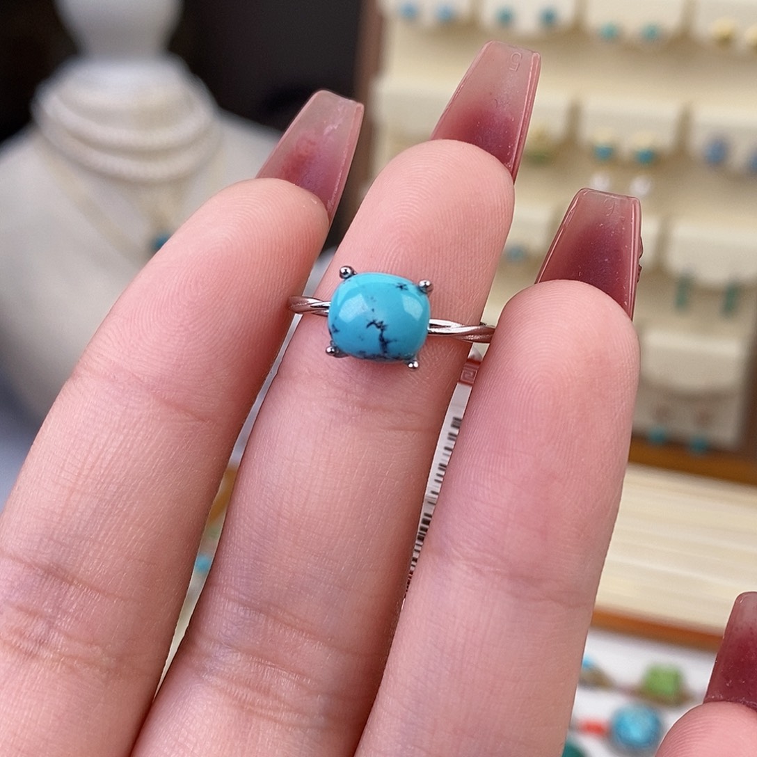 绿松石戒指银S925镶嵌