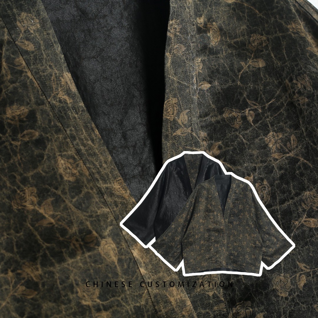【大溪地】双面穿 100蚕丝超重工缎龟禅茶美学 国风茶服外披25QY879