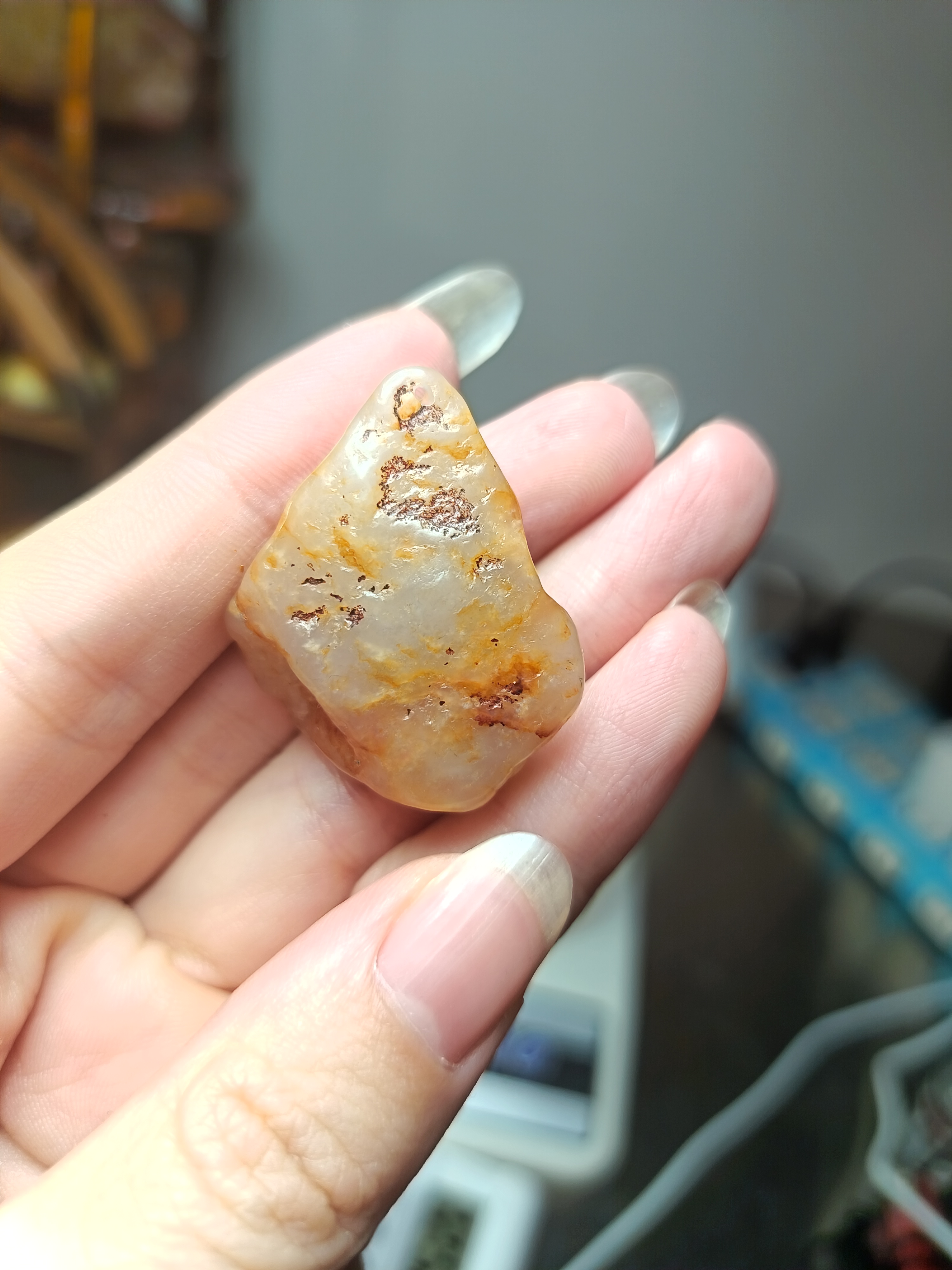 和田玉黄白玉挂坠