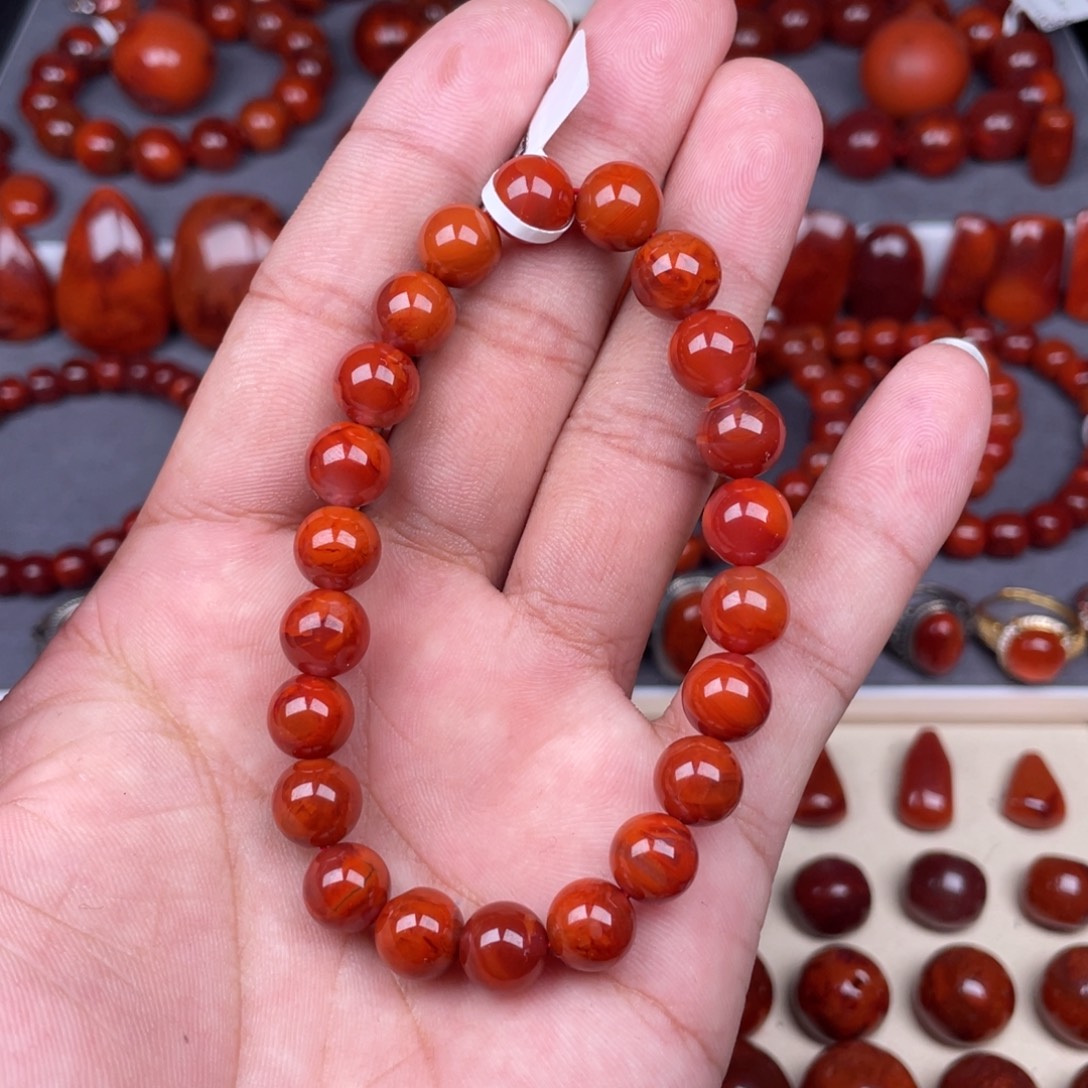 南红玛瑙未镶嵌瓦西南红原矿手串9mm