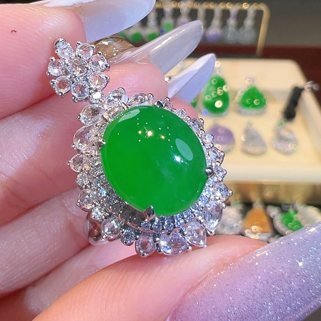 翡翠戒指18K金镶嵌两用款