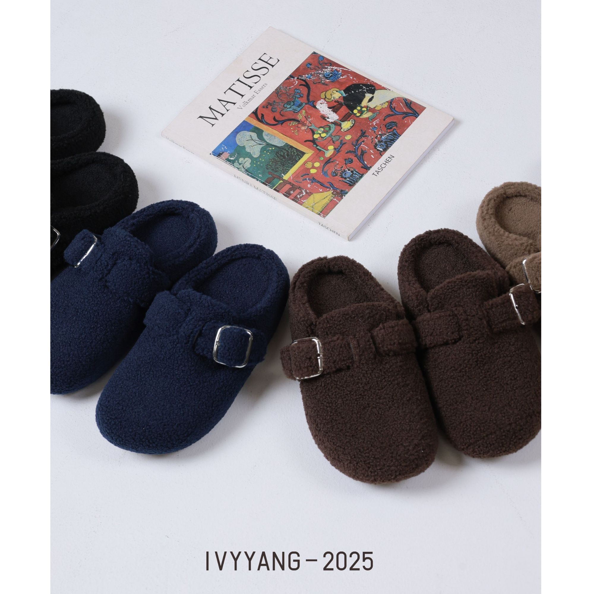 IVY YANG毛毛勃肯拖鞋秋冬包头防滑保暖女鞋（卡玛拍大）