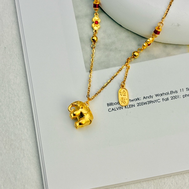 纯万福足金999黄金5g工艺小象套链吉祥如意太平有象气质百搭